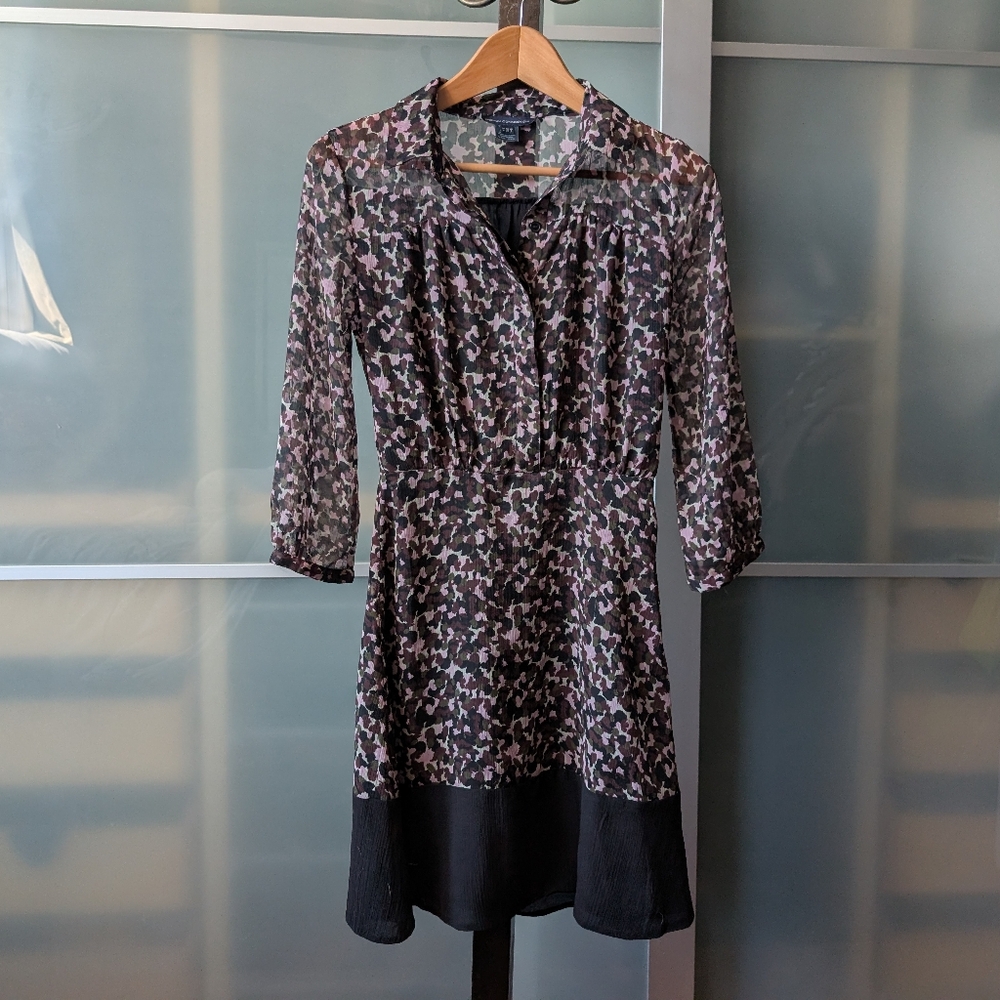 French Connection Chiffon Camouflage Slim Fitting Patterned Dress - Size 0